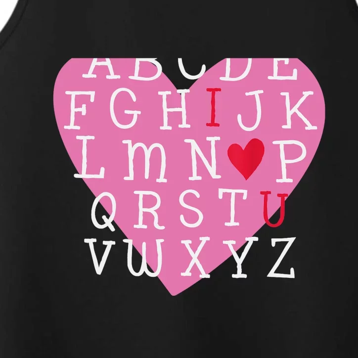 I LOVE YOU Valentines Day Alphabet Teacher Student School Performance Tank