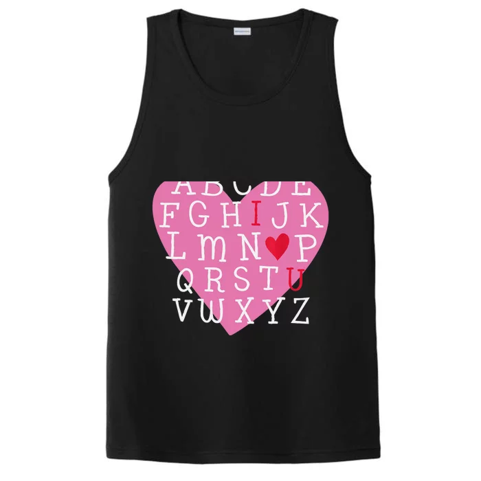 I LOVE YOU Valentines Day Alphabet Teacher Student School Performance Tank