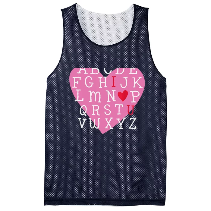 I LOVE YOU Valentines Day Alphabet Teacher Student School Mesh Reversible Basketball Jersey Tank