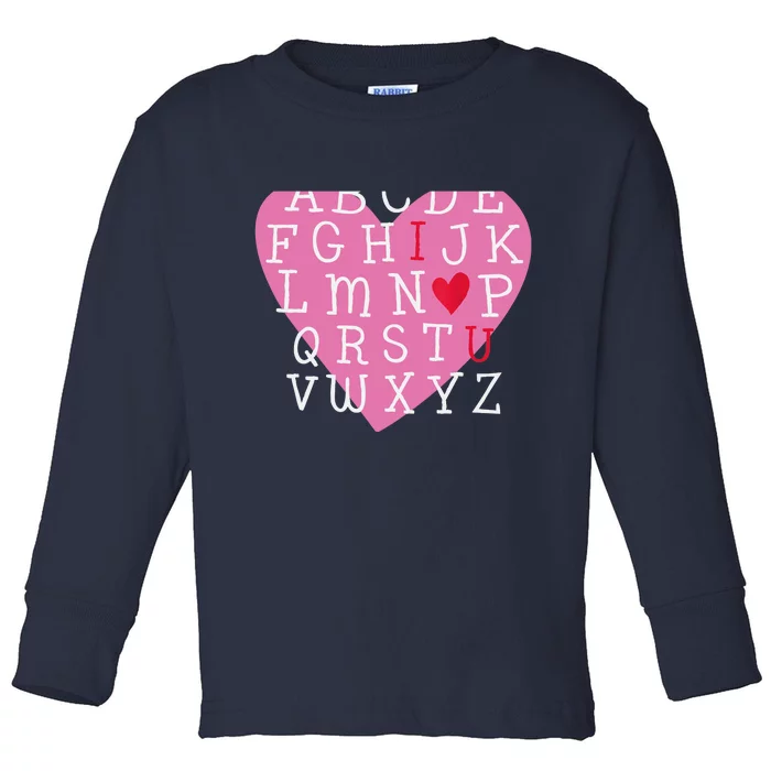 I LOVE YOU Valentines Day Alphabet Teacher Student School Toddler Long Sleeve Shirt