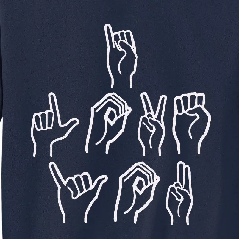 I Love You Sign Language ASL Valentine's Day Gifts For Her Tall Sweatshirt