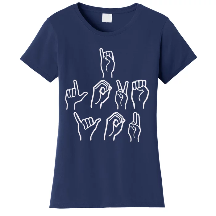 I Love You Sign Language ASL Valentine's Day Gifts For Her Women's T-Shirt