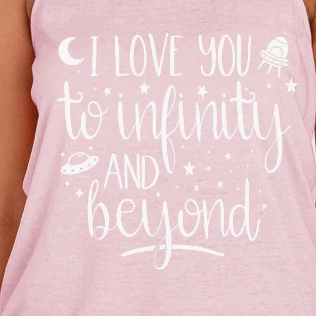 I Love You To Infinity And Beyond Valentine Couple Gift Women's Knotted Racerback Tank