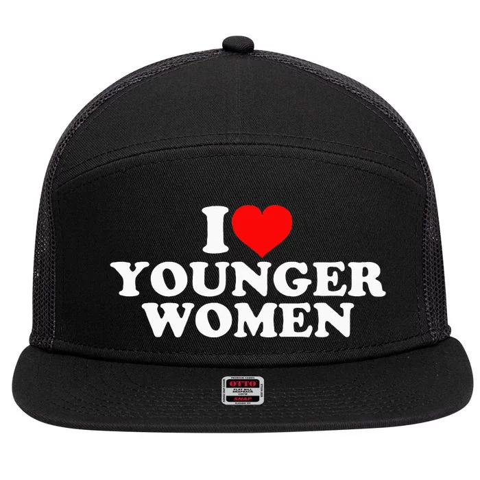 I Love Younger 7 Panel Mesh Trucker Snapback Hat