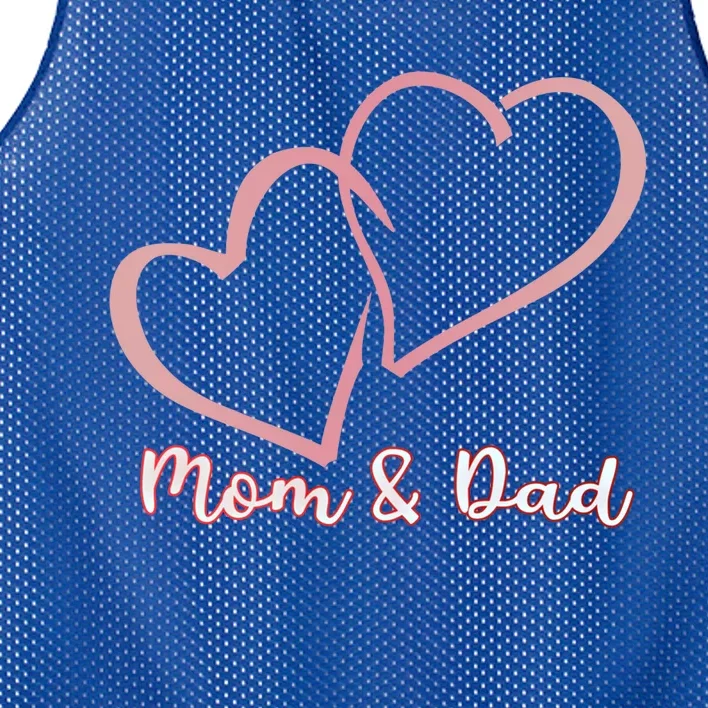 I Love You Mom And Dad Heart Simple Design Gift Mesh Reversible Basketball Jersey Tank