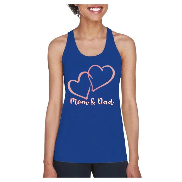 I Love You Mom And Dad Heart Simple Design Gift Women's Racerback Tank