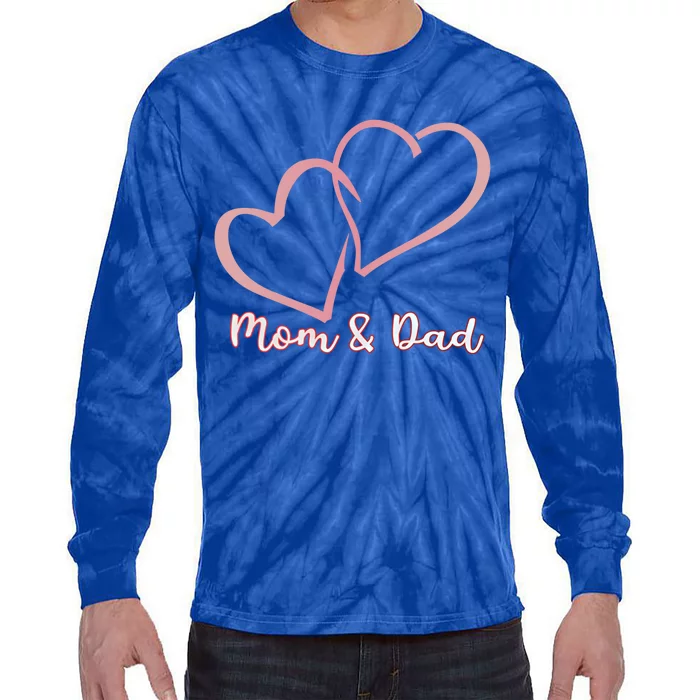 I Love You Mom And Dad Heart Simple Design Gift Tie-Dye Long Sleeve Shirt