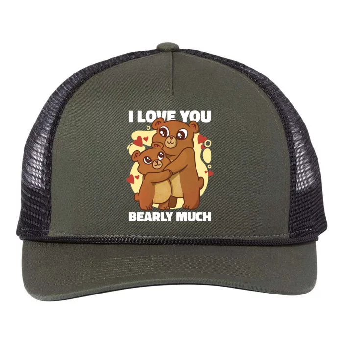 I Love You Bearly Much With A Teddybear Or A Bear Gift Retro Rope Trucker Hat Cap