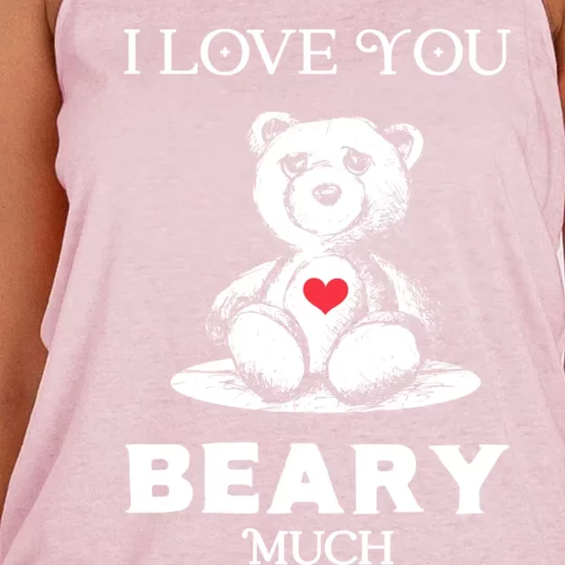 I Love You Beary Much Bear Lover Funny Valentines Cute Gift Women's Knotted Racerback Tank