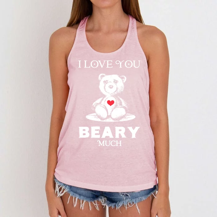 I Love You Beary Much Bear Lover Funny Valentines Cute Gift Women's Knotted Racerback Tank