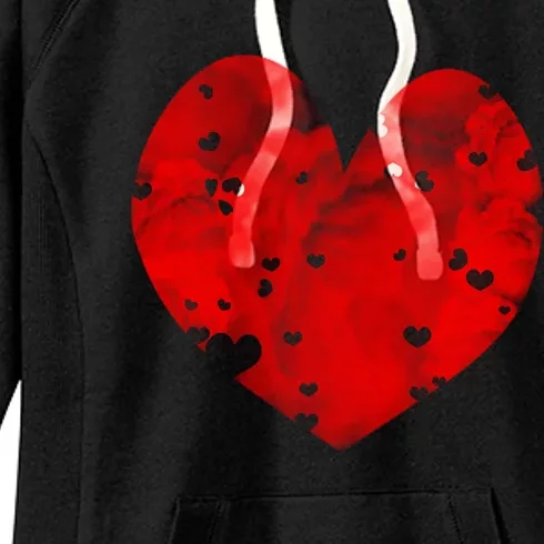 I Love You Clouds Red Heart Distressed Valentine's Day Gift Women's Fleece Hoodie