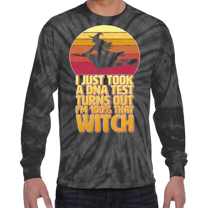 I'm 100 That Witch DNA Test Funny Halloween Tie-Dye Long Sleeve Shirt