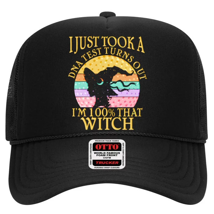 I'm 100% That Witch Halloween High Crown Mesh Trucker Hat