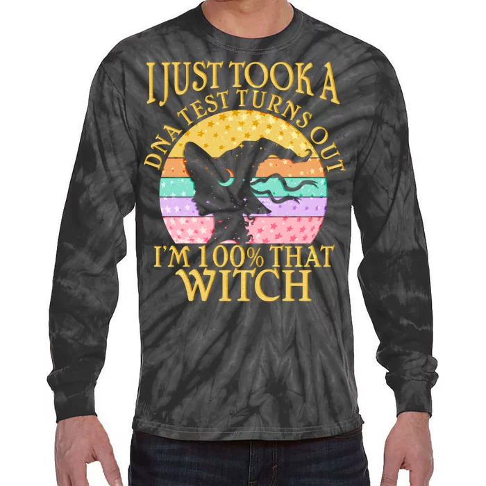 I'm 100% That Witch Halloween Tie-Dye Long Sleeve Shirt