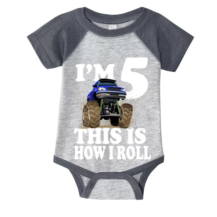 I'm 5 This Is How I Roll Monster Truck Infant Baby Jersey Bodysuit