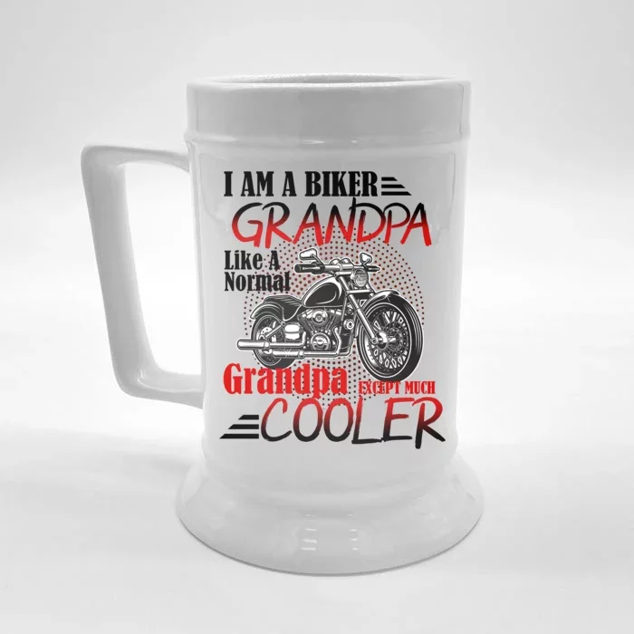 I'm A Biker Grandpa Except Much Cooler Front & Back Beer Stein