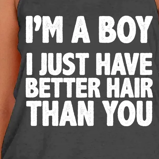 I'm A Boy I Just Have Better Hair Then You Women's Knotted Racerback Tank