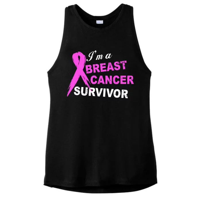 I'm A Breast Cancer Survivor Ladies Tri-Blend Wicking Tank