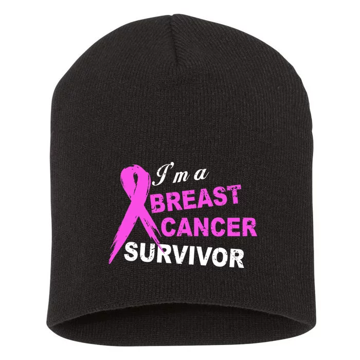 I'm A Breast Cancer Survivor Short Acrylic Beanie