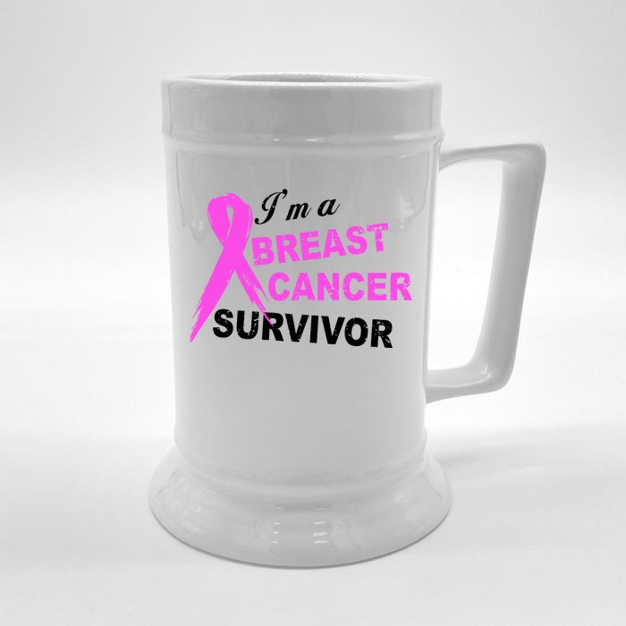 I'm A Breast Cancer Survivor Front & Back Beer Stein