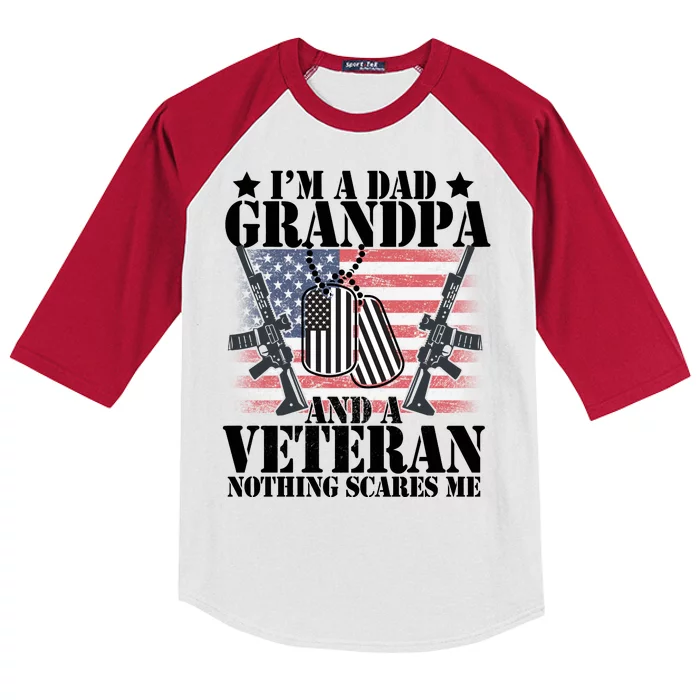 I'm A Dad Grandpa Veteran Nothing Scares me Kids Colorblock Raglan Jersey