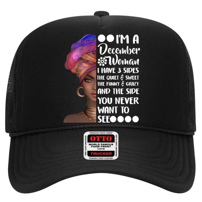 I'm A December Woman Cute Birthday High Crown Mesh Trucker Hat