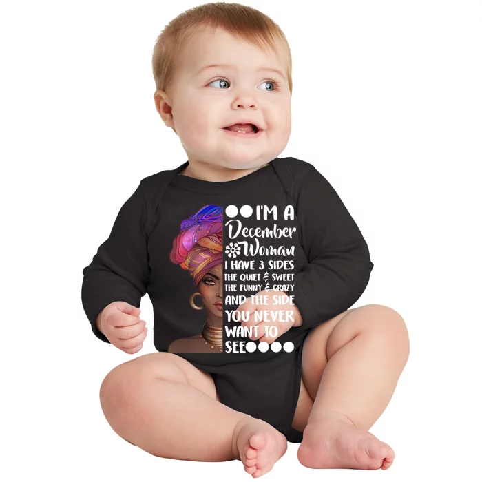 I'm A December Woman Cute Birthday Baby Long Sleeve Bodysuit