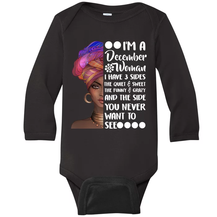 I'm A December Woman Cute Birthday Baby Long Sleeve Bodysuit