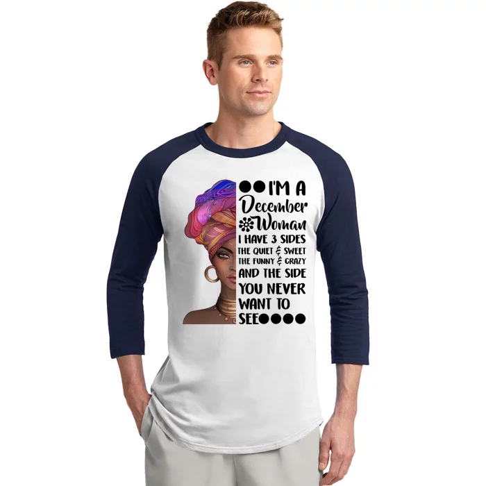 I'm A December Woman Cute Birthday Baseball Sleeve Shirt