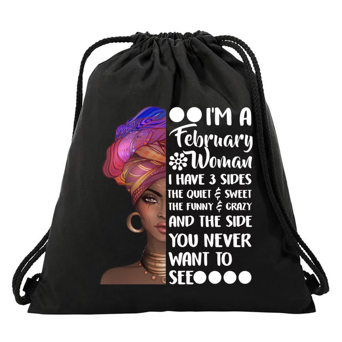 I'm A February Woman Drawstring Bag