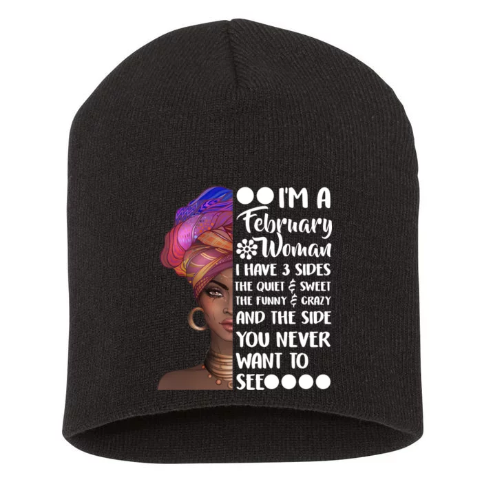 I'm A February Woman Short Acrylic Beanie