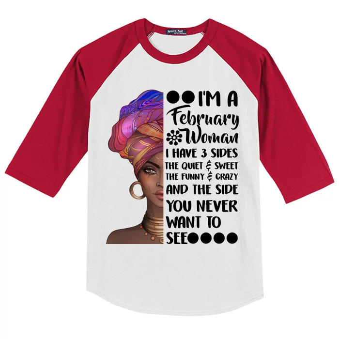 I'm A February Woman Kids Colorblock Raglan Jersey