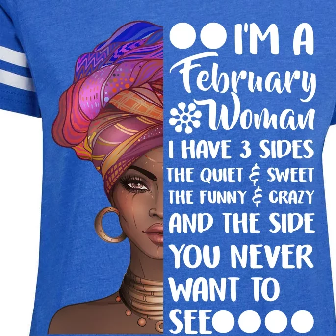 I'm A February Woman Enza Ladies Jersey Football T-Shirt