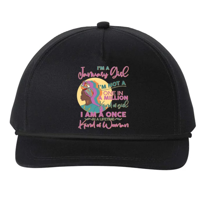 I'm A January Girl I Am A Once in A Lifetime Kind Of Woman Snapback Five-Panel Rope Hat