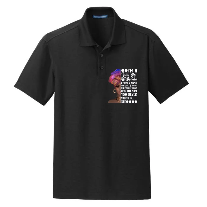 I'm A July Woman Cute Birthday Dry Zone Grid Performance Polo