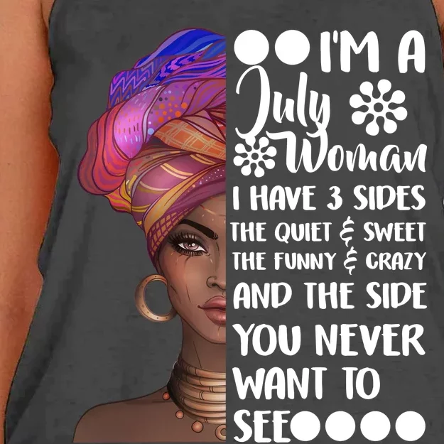 I'm A July Woman Cute Birthday Women's Knotted Racerback Tank