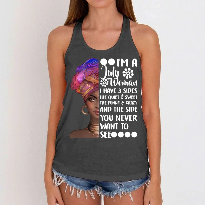 I'm A July Woman Cute Birthday Women's Knotted Racerback Tank