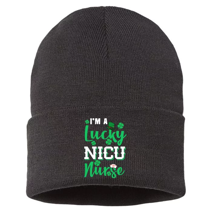 I'm A Lucky Nicu Nurse St Patrick's Day Sustainable Knit Beanie