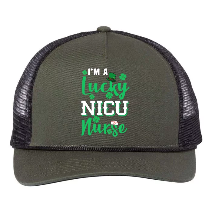 I'm A Lucky Nicu Nurse St Patrick's Day Retro Rope Trucker Hat Cap