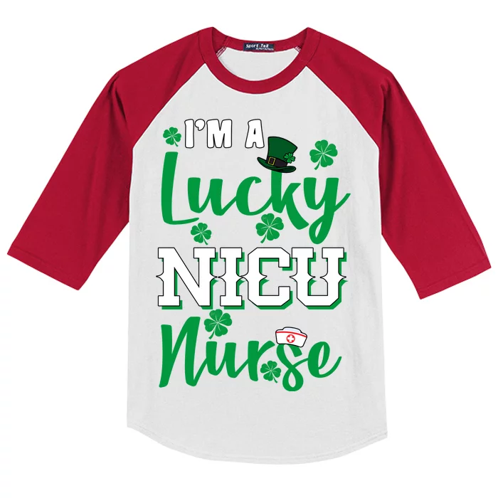 I'm A Lucky Nicu Nurse St Patrick's Day Kids Colorblock Raglan Jersey