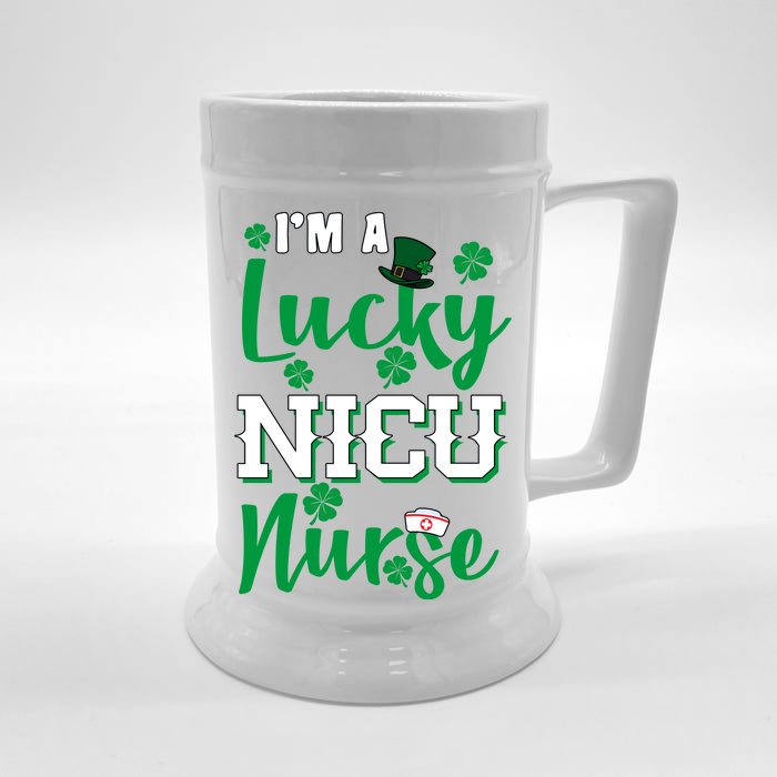 I'm A Lucky Nicu Nurse St Patrick's Day Front & Back Beer Stein