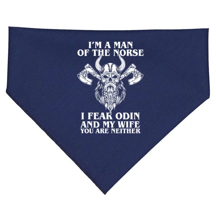 I'm A Man Of the Norse I Fear Odin And My Wife You Are Neither USA-Made Doggie Bandana