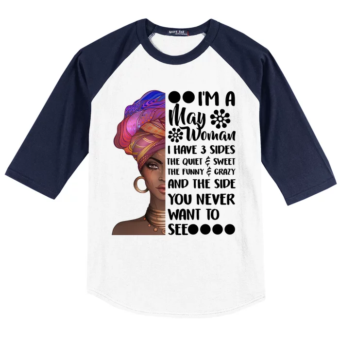 I'm A May Woman Cute Birthday Baseball Sleeve Shirt