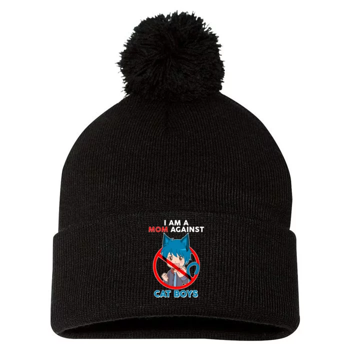 I'm A Mom Against Cat Boys Anime Cat Boys Pom Pom 12in Knit Beanie