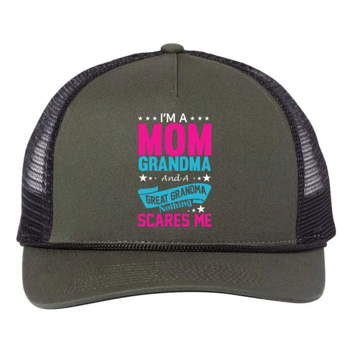 I'm A Mom Grandma And A Great Grandma Funny Retro Rope Trucker Hat Cap