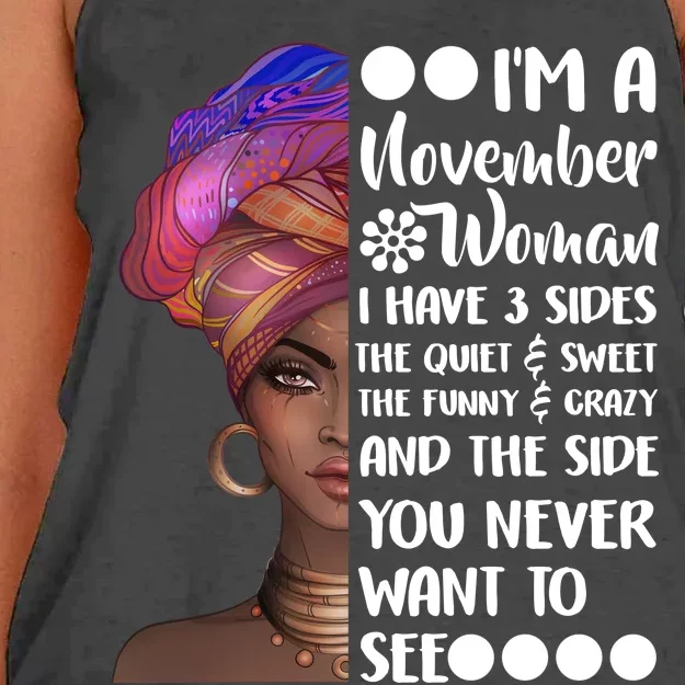 I'm A November Woman Cute Birthday Women's Knotted Racerback Tank