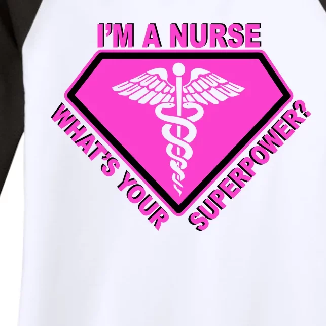 I'm A Nurse What's Your Superpower Women's Tri-Blend 3/4-Sleeve Raglan Shirt