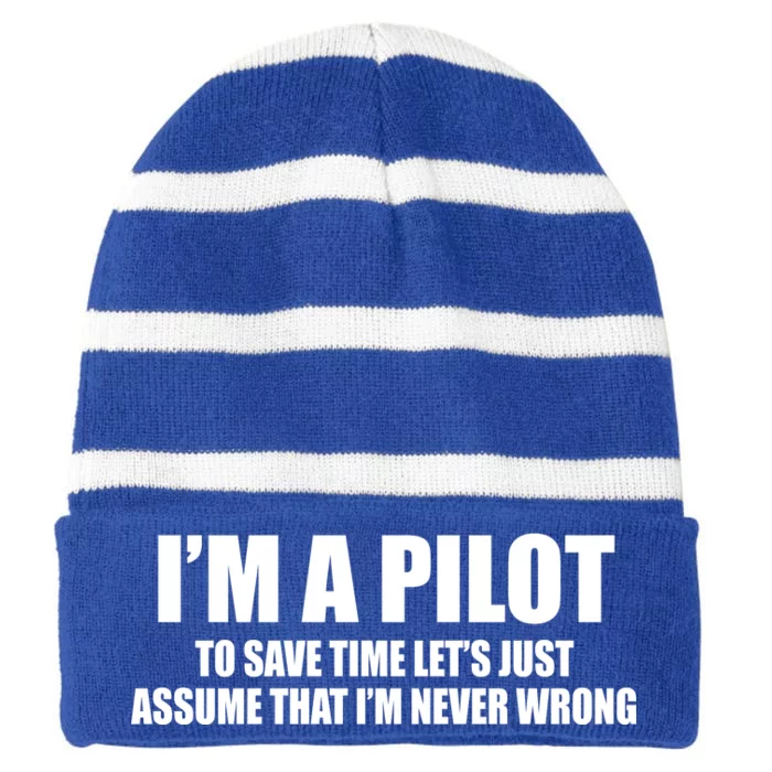 I'm A Pilot Striped Beanie with Solid Band