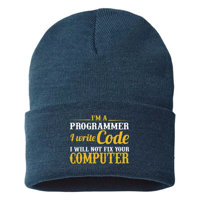 I'm A Programmer I Write Code Sustainable Knit Beanie