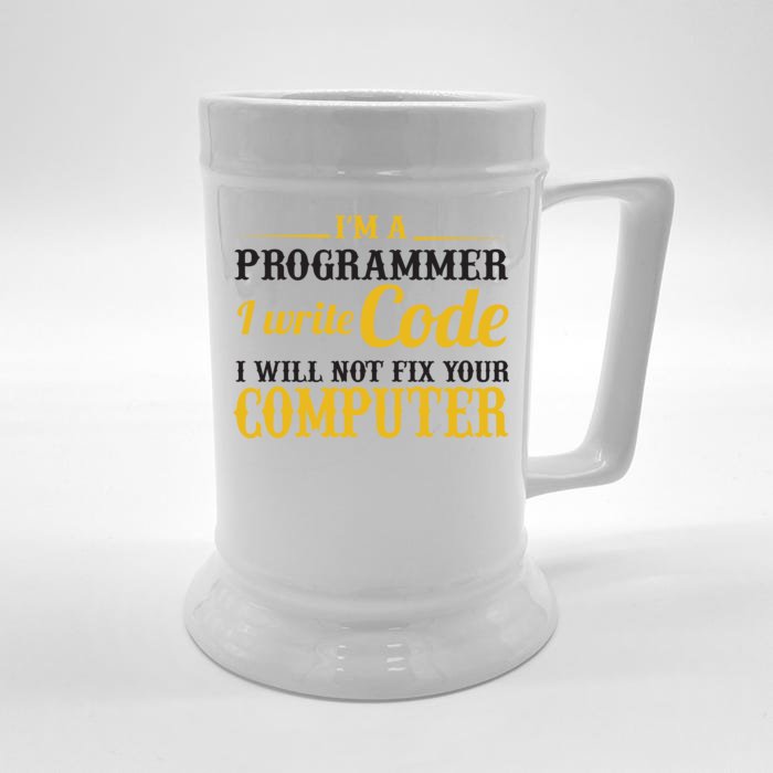 I'm A Programmer I Write Code Front & Back Beer Stein